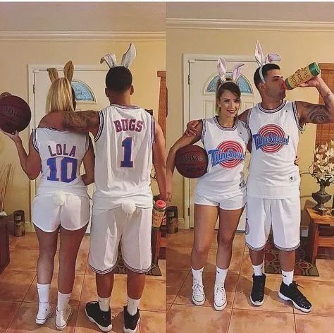 Space Jam Couples Costume, Lola Space Jam Costume, Bugs And Lola Costume, Lola Space Jam, Space Jam Costume, Lola And Bugs, Bugs And Lola, Halloween Costumes For College, Cute Couples Costumes