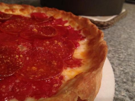 Tonight's Lou Malnatis deep dish pizza.  Butter flavored crisco in the pan is night and day vs oil Deep Dish Crust Recipe, Lou Malnatis Pizza, Butter Crust Recipe, Deep Dish Pizza Dough, Chicago Style Deep Dish Pizza, Chicago Deep Dish Pizza, Chicago Eats, Butter Crust, Copy Cats