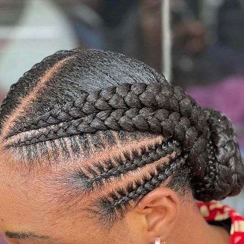 Simple All Back Hairstyles, Braids 2024, Thick Braids, Natural Hair Flat Twist, Cornrows Updo, Cornrow Hairstyle, Black Hair Bun, Flat Twist Hairstyles, Dutch Braid Hairstyles