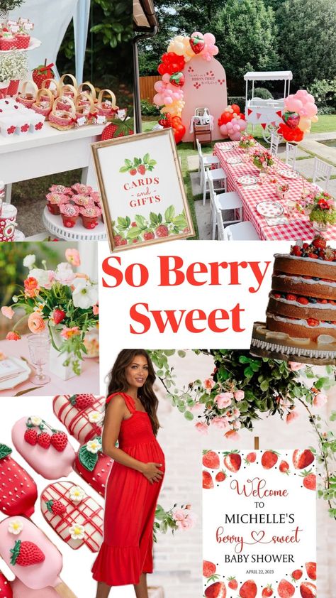 Summer Baby Shower Themes, Sweet Baby Shower Ideas, Jordan Baby Shower, Picnic Baby Showers, Sprinkle Ideas, Surprise Baby Shower, Strawberry Shortcake Party, Baby Shower Theme Decorations, Strawberry Baby