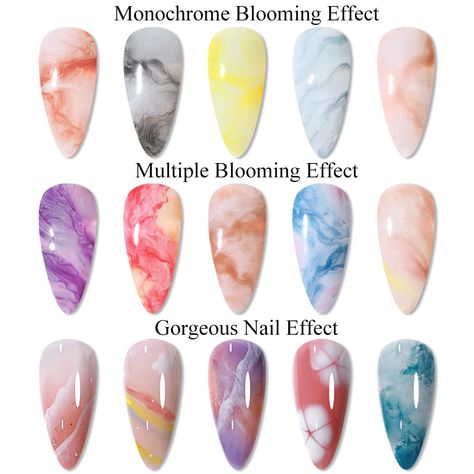 Amazon.com : SUPWEE White Blooming Gel Polish Marble Watercolor Ink Nail Painting Gel Nail Blossom Flower Nail Art Design Soak Off UV Gel Manicure DIY Nail Design At Home 10ML(0.33FL OZ) : Beauty & Personal Care Marble Blooming Gel Nails, Blooming Marble Nails, Blossom Nail Art Designs, Peach Marble Nails, Gel Blooming Nails, Blooming Gel Marble Nails, Marble Nail Designs Summer, Blooming Gel Nail Art Designs, Blossom Gel Nail Art