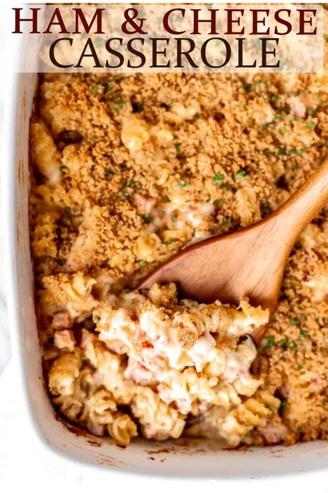 Ham Hotdish Recipes, Ham And Cheese Pasta Bake, Ham And Pasta Casserole Recipes, Ham Cheese Pasta Casserole, Ham Pasta Casserole, Cheesy Ham And Gouda Croissant Casserole, Cheesy Ham Casserole, Ham And Cheese Casserole, Ham Casserole Recipes