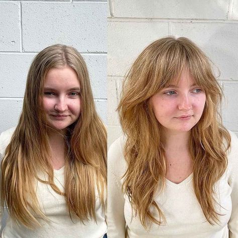 Bangs Wavy Hair, Modern Shag Haircut, Shaggy Long Hair, Haircuts For Wavy Hair, Haircuts Straight Hair, Long Hair With Bangs, Haircut For Thick Hair, Long Layered Hair, Haircuts For Long Hair