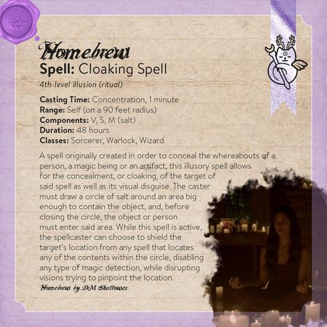 Missing Item Spell, Cloak Spell, Cloaking Spell, Dnd Dark Spells, Lost Object Spell, Invisibility Spell, Illusion Spells 5e, Curse Spells Black Magic, Armor Dnd