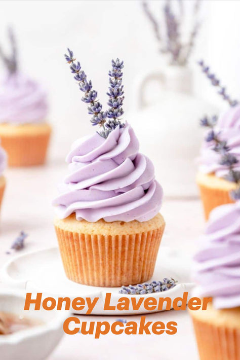 Lavender Honey Cupcakes, Honey Frosting, Lavender Buttercream, Honey Cupcakes, Cooking Soul Food, Lavender Cupcakes, Lavender Cookies, Purple Food Coloring, Moist Cupcakes