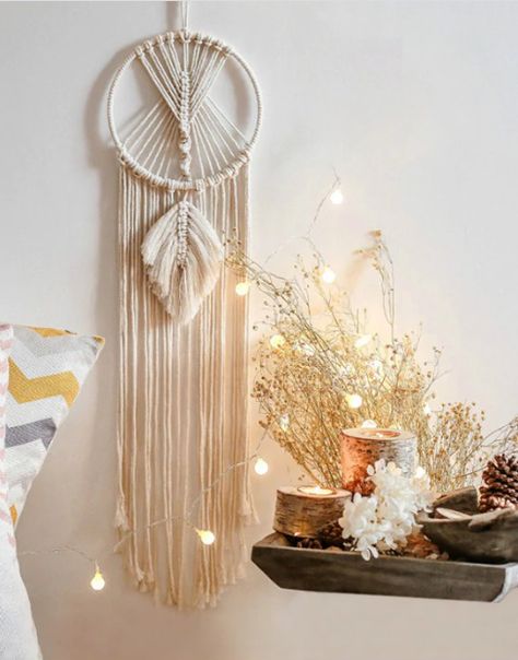 $10.52 USD (Instead of RRP $21.82) [52% OFF] Bohemian Dreamcatcher, Macrame Dream Catcher, Feather Dream Catcher, Nordic Wall, Boho Macrame, Woven Wall Hanging, Art Textile, Boho Bedroom, Hanging Tapestry