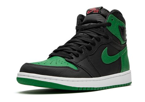 Air Jordan 1 High Pine Green 555088-030 | SneakerNews.com Black Template, Latest Jordans, Black Jordans, Jordan Retro 1, Retro 1, Air Jordan 1 Retro High Og, Air Jordan Retro, Air Jordan 1 Retro High, Red Nike