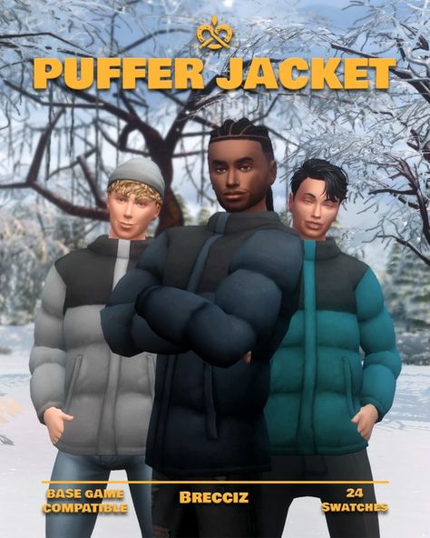 Puffer Jacket for Men | Patreon Jacket For Men, Puffer Jacket, Sims 4, Puffer, Mens Jackets, For Men