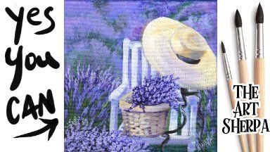 Acrylic Canvas Ideas, Art Sherpa Tutorials, Beginning Painting, Paint Hacks, Kitchen Paintings, Paint The Night, Lavender Chair, Acrylic Painting Videos, Paint Lessons