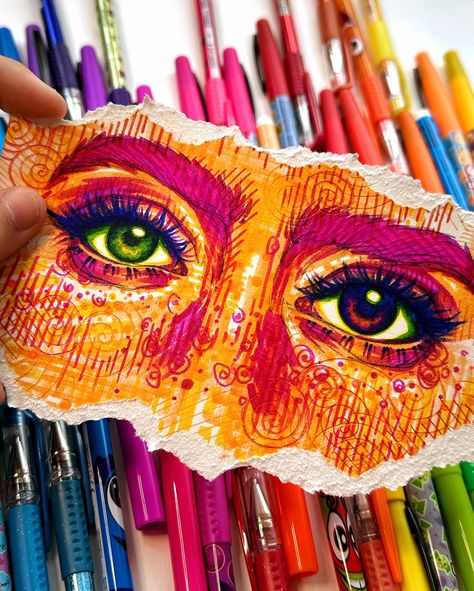 Gel Pens Drawings, Isabella Drawsss, Gel Pen Drawings, Gel Pen Art, Giveaway Post, Hippie Painting, 2 Friends, Quirky Art, Random Art