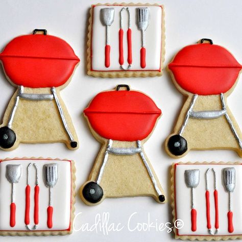 Barbeque cookies Cookout Cookies, Football Sugar Cookies, Summer Sugar Cookies, Bbq Theme, Birthday Bbq, Paint Cookies, Iced Sugar Cookies, Cookie Business, Summer Cookies