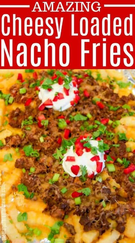 Fries Nachos, Nachos Fries, Cheese Fries Recipe, Nachos Recipe Beef, Dirty Fries, Nacho Fries, Nachos Recipe Easy, Loaded Nachos, Superbowl Appetizers