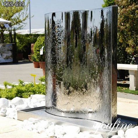 Indoor Waterfall Wall, Small Water Fountain, Water Fountain Design, Fountain Ideas, Modern Fountain, Diy Water Fountain, Outdoor Water Feature, Indoor Water Fountains, Indoor Waterfall