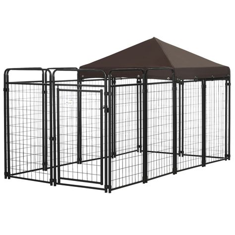 A PawHut outdoor dog run helps burn off energy, makes Fido comfortable, and offers plenty of space. Keep medium to large dogs cool, dry, and covered in a roofed living area. A roof provides shade and rain protection. Prevent excited pups from jumping over with a high height and top coverage. Our heavy-duty dog kennel has strong, bite-proof steel railings, offering the durability to outlast harsh outdoor use. Energy Feeling, Outdoor Kennel, Outdoor Dog Runs, Large Dog Kennel, Outdoor Dog Kennel, Puppy Playpen, Dog Pens, Outside Dogs, Dog Yard