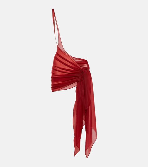 One-shoulder jersey beach cover-up in red - Mugler | Mytheresa Jersey Beach, Name Dark, Looks Party, Cover Beachwear, Fashion Design Clothes, Beach Covers, Teen Fashion Outfits, Sarong, Teen Fashion