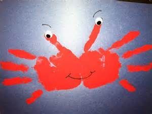 This is such an easy hand print crab! Perfect for an ocean or under the sea theme. Crab Crafts, Under The Sea Crafts, Sea Activities, Sea Crafts, Under The Sea Theme, Vbs Crafts, Ocean Crafts, Daycare Crafts, Handprint Art