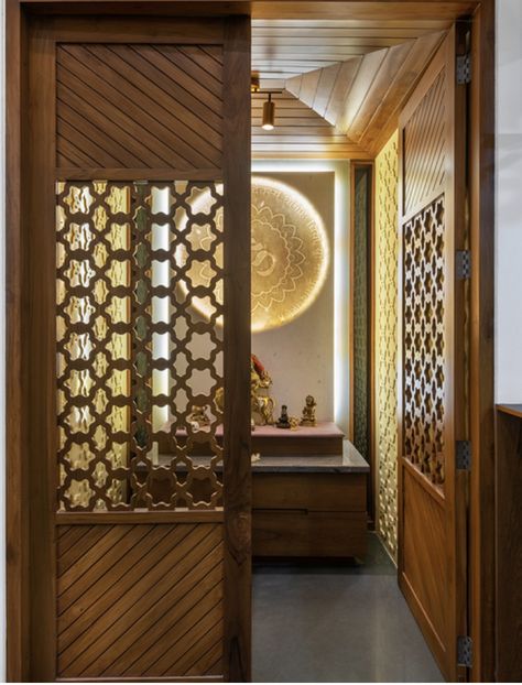 Pooja Room Entrance Design, Pooja Room Partition Design, Mandir Door Design Puja Room, Puja Room Door, Mandir Doors, Puja Room Door Design, Pooja Room Door Design Modern, Temple Door Design, Pooja Room Double Door Designs