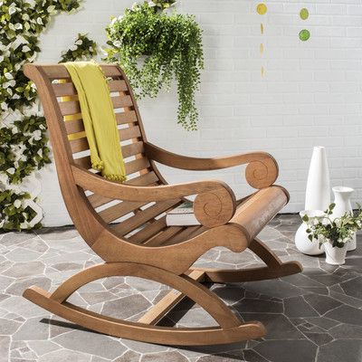 Look what I found on Wayfair! Kursi Outdoor, Teak Rocking Chair, Rocking Chair Plans, Outdoor Rocking Chair, Porch Rocker, Wood Rocking Chair, Patio Rocking Chairs, Outside Furniture, Eucalyptus Wood