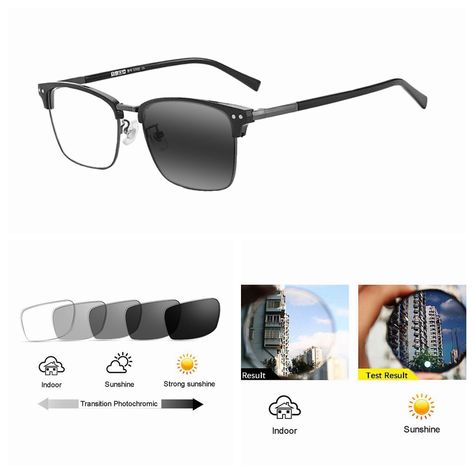 Men's Business Rivet Ultra Light IP Alloy Transition Photochromic Reading Glass   Notes: This is Transition Photochromic Lens       Contact us for Customized Lens or Left & Right Strength   Specifications 100% Brand New Gender: Men Lens: UV400 Transition Photochromic Lens Frame: As shown above Material:Metal Size: Frame width 147mm, Frame height 42mm, Frame length 145mm, Nose bridge 17mm Strength: +1.00, +1.50, +2.00, +2.50, +3.00 ( Contact us for Customized Lens or Left & Right Strength)  Note: Fashion Eye Glasses, Vision Care, Nose Bridge, Reading Glasses, Free Gifts, Bridge, Square, Reading, Glass