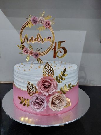 31st Birthday Cake For Women, Cake Ideas For Women Birthday, Barbie Doll Birthday Cake, Birthday Cake Roses, Flower Cake Design, Modern Birthday Cakes, Diy Cake Topper Birthday, 15th Birthday Cakes, Purple Cakes Birthday