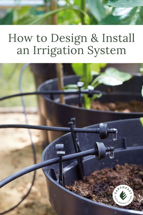 Drip irrigation systems save water and time while improving growth, discouraging weeds, and helping to control fungal diseases. Whether your garden is ornamental or food-producing, a drip irrigation system can be used with equal success. Discover the drip irrigation method that's best for your garden and tips for designing and installing your automatic watering system in this complete guide. Chaplin Bucket Irrigation, Greenhouse Watering System, Drip Irrigation System Design, Diy Drip Irrigation System, Irrigation System Diy, Irrigation Diy, Drip Irrigation Diy, Irrigation Methods, Sprinkler Hose