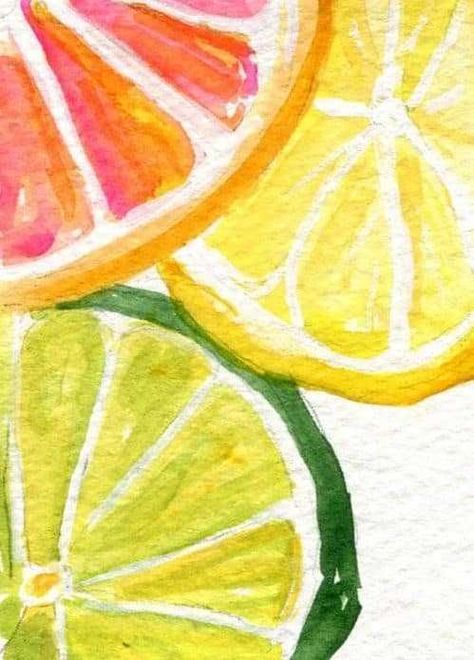 Things To Paint With Watercolor Easy, Paintings Ideas Watercolor, Lemon Painting Watercolor, Watercolor Art Colorful, Mini Canvas Watercolor Paintings, Water Painting Ideas On Canvas, Cute Art Watercolor, Water Paints Ideas, Cute Nature Paintings