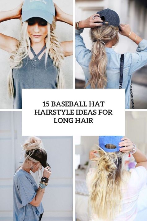 How To Style Long Hair With A Baseball Hat, Football Game Hairstyles Women, Baseball Hat Hairstyles Long, Baseball Game Hair, Hair With Baseball Hat, Ponytail With Hat, Hairstyles With Baseball Hats, Hairstyle Ideas For Long Hair, Baseball Hat Hairstyles