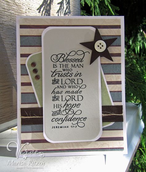 Cards For Men Handmade, Jeremiah 17 7, Pastor Appreciation Month, Pastor Appreciation Day, Cards For Men, Verve Stamps, Pastors Appreciation, Bible Verse Cards, Christian Friends