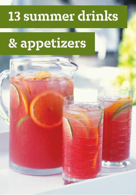 13 Summer Drink and Appetizer Recipes - Cool off with this amazing collection of ice-cold drinks and quick-to-make spring and summer snacks! Frozen Pink Lemonade, Princess Punch, Can Pineapple, Sangria Punch, Cheesecake Pops, Frozen Cheesecake, Winter Drink, Strawberry Lime, Hobbit House