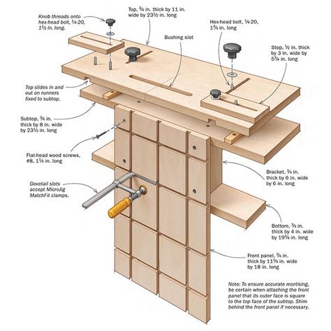 Make strong, versatile, repeatable joints with a plunge router and slip tenons. Garage Workbench Plans, Woodworking Jig Plans, Woodworking Jigsaw, Plunge Router, Router Jig, Router Projects, Carpentry Diy, Wood Shop Projects, Woodworking Magazine