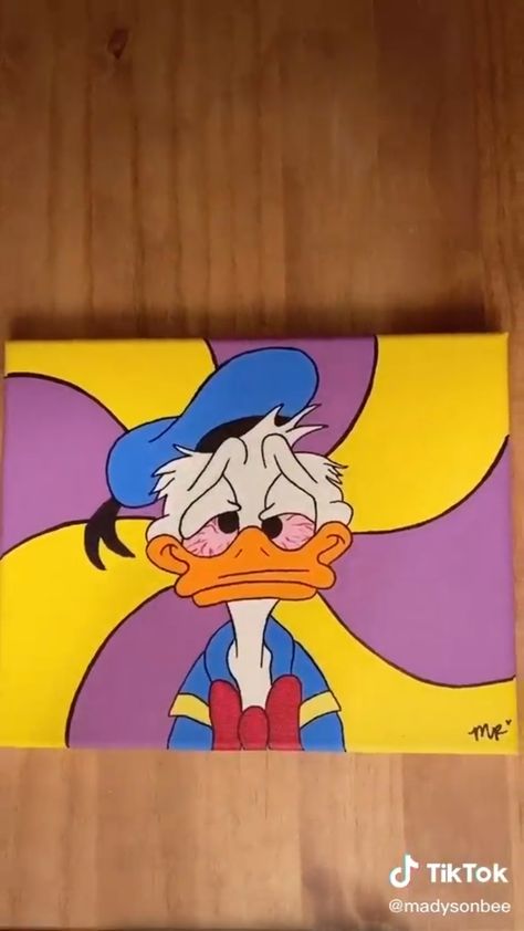 Painted Cartoon Characters, Random Canvas Painting Ideas, Thick Line Art Style, Painting Ideas High Cartoons, Acrylic Painting Canvas Cartoon, Cartoon Easy Paintings, Funny Acrylic Painting Ideas, Canvas Templates Painting, Painting Ideas On Canvas High Cartoons