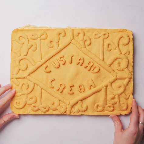 Giant Custard Cream Recipeghkuk Giant Biscuits, Custard Cream Recipe, Small Coffee Shop, Custard Cream, Feed Me Seymour, Cream Biscuits, Custard Powder, Biscuits Cookies, Cling Film