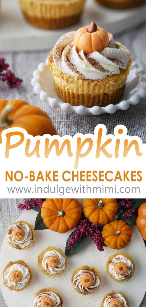 Pumpkin Cheesecake Cups, Pumpkin Cheesecake Cupcakes, Halloween Cheesecake, Thanksgiving Dinners, Mini Pumpkin Cheesecake, No Bake Pumpkin Cheesecake, Pumpkin Pie Cheesecake, Pumpkin Cheesecake Recipes, Cheesecake Cups