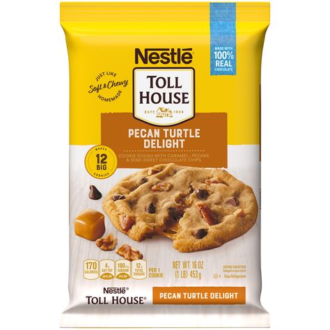 Nestle Toll House Cookies, Chocolate Caramel Cookies, Pecan Turtles, Tollhouse Cookies, Toll House Chocolate Chip, Turtle Cookies, Nestle Toll House, Toll House, Big Cookie