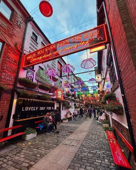 Ireland Before You Die ☘️ on Instagram: "You won't care to worry about the rain in Belfast once you see the beauty of the City's umbrella street!☘ Located on Commercial Court in the Cathedral Quarter, this alleyway is brought to life by colourful neon umbrellas which shine down on the picturesque cobblestone street. 😁 Don't forget to browse our shop, share your stories and tag us in your favourite photos - @ireland_before_you_die & #IB4UD 📍Cathedral Quarter Belfast, County Antrim📸@travellerno Cathedral Quarter Belfast, Europe Study Abroad, Umbrella Street, Cobblestone Street, Belfast Ireland, Commercial Street, Ig Aesthetic, Garage Band, The Cathedral