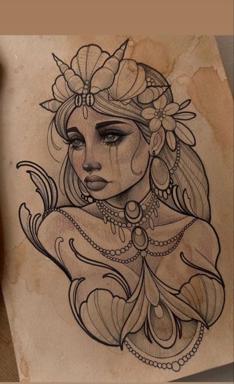 Neo Trad Woman Face, Neo Traditional Tattoos Women Faces, Neo Traditional Sleeve Tattoo For Women, Neo Trad Lady Face, Neotraditional Lady Face, Neotraditional Woman Tattoo, Neo Traditional Woman Tattoo, Neotraditional Tattoo Design Black, American Traditional Medusa Tattoo