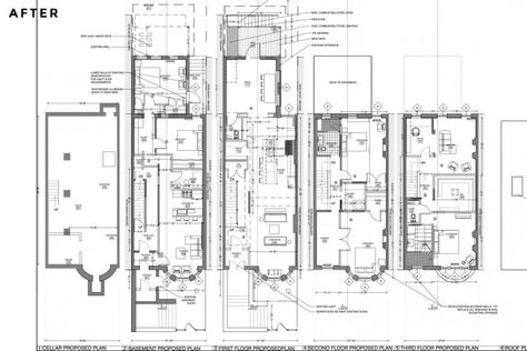 Brooklyn brownstone floor plan Brownstone Floor Plan, Harlem Brownstone, Brownstone Brooklyn, Historic Townhouse, New York Brownstone, Brooklyn Townhouse, City Houses, Concrete Vanity, Parlor Floor