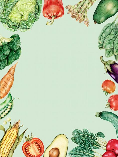 Background Images For Word Documents, Vegetable Background Design, Vegetables Wallpaper, Food Border, Food Frame, Lettuce Vegetable, Corn Vegetable, Cake Wallpaper, History Infographic