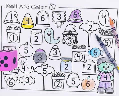 Free Halloween Roll and Write Math Activity Halloween Math Kindergarten, Halloween Math Activities Kindergarten, Kinder Math Centers, Halloween Kindergarten Activities, Roll And Write, Halloween Math Activities, Tpt Ideas, Early Childhood Special Education, Halloween Kindergarten