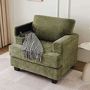 Fryruwa Oversized Accent Chair with Armrest Organizer,Comfy Living Room Chairs with Thick Cushion,Upholstered Modern Armchair,Big Reading Chair,Sofa Chair for Bedroom,Green Sofa Chair For Bedroom, Oversized Accent Chair, Chair With Armrest, Chair For Bedroom, Comfy Living Room, Reading Chair, Chair Sofa, Modern Armchair, Reading Corner