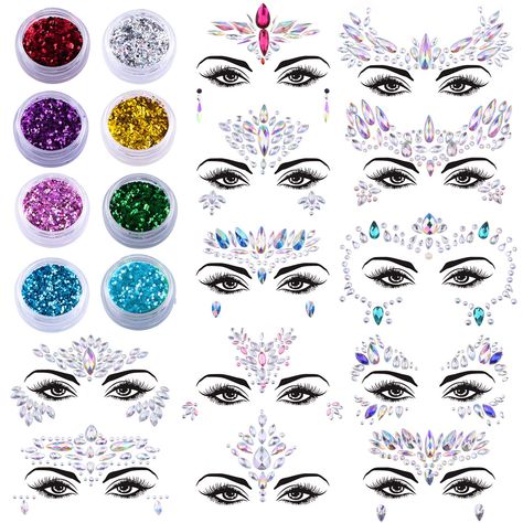 PRICES MAY VARY. Package include: 12 different styles mermaid face gems, 8 boxes different colors face glitter, the face glitter can be used on face, body, hair and nail; you can use single color individully or use multi color together Outstanding design: the face jewel stickers consist of many different shapes rhinestone, create 12 different patterns, twinkling and attractive Easy to use: first, please make sure your face is clean and dry, and then peel the face jewels off, next stick them on y Glitter Face Paint, Mermaid Face, Face Glitter, Face Crystals, Festival Face, Glitter Mermaid, Sheer Lipstick, Crystal Stickers, Rhinestone Sticker