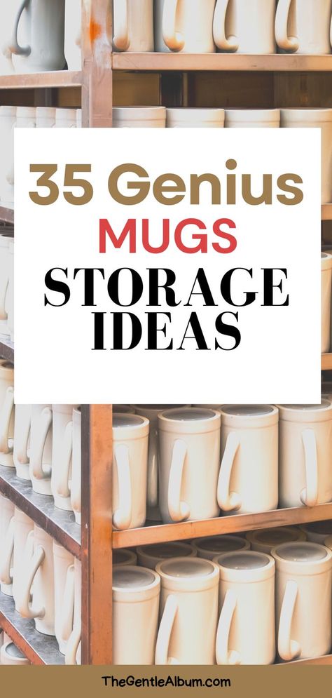 Coffee Mug Storage Ideas Coffee Bar Countertop Ideas, Coffee Mug Storage Ideas, Coffee Bar Hutch Ideas, Mug Storage Ideas, Coffee Bar Hutch, Coffee Mug Storage, Coffee Cup Storage, Countertop Inspiration, Coffee Organization