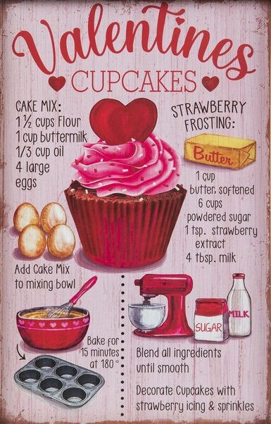 Valentines Cakes And Cupcakes, Cupcake Vintage, Cottagecore Recipes, Homemade Recipe Books, Strawberry Icing, Homemade Cookbook, Gnome Tutorial, Valentine's Ideas, Strawberry Frosting