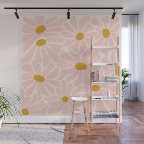 With our Wall Murals, you can cover an entire wall with a rad design - just line up the panels and stick them on. They're easy to peel off too, leaving no sticky residue behind. With crisp, vibrant colors and images, this stunning wall decor lets you create an amazing permanent or temporary space. Available in two floor-to-ceiling sizes.      - Size in feet: 8' Mural comes with four 2'(W) x 8'(H) panels   - Size in feet: 12' Mural comes with six 2' x 8' panels   - Printed on self-adhesive woven Doodle Wall Mural, Daisy Wall Mural, Flower Murals On Wall, Simple Floral Mural, Groovy Mural, Floral Wall Painting Ideas, Painted Flowers On Wall, Graphic Wall Design, Flower Mural Wall Paintings