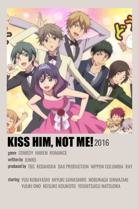 Kiss Him Not Me Minimalist Poster, Kiss Him Not Me Poster, Anime Film Poster, Minimalist Anime Poster, Kiss Him Not Me, Minimalist Anime, Anime Minimalist Poster, Anime Suggestions, Anime List