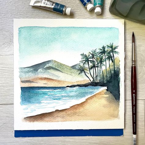 Hawaii Watercolor Paintings Easy, Watercolor Hawaii, Hawaii Water, Hawaiian Plants, Hawaii Art, Watercolour Landscape, Hawaiian Art, Watercolor Plants, Hawaii Life