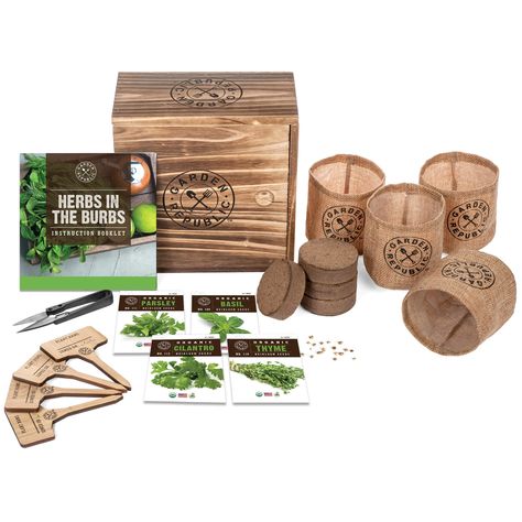 Indoor Herb Garden Starter Kit - Organic -- Visit the image link more details.-It is an affiliate link to Amazon. Windowsill Herb Garden, Herb Growing, Herbal Tea Garden, Growing Herbs Indoors, Seed Starter Kit, Tree Project, Medicinal Herbs Garden, Herb Garden In Kitchen, Herb Garden Kit