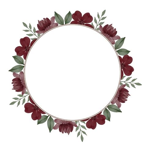 Circle frame with maroon floral border f... | Premium Vector #Freepik #vector #flower #vintage-floral #rose-design #rose-illustration Wedding Flowers Maroon, Happy Birthday Frame, Circle Frame, Flower Circle, Birthday Frames, Instagram Wallpaper, Wreath Watercolor, Purple Watercolor, Circle Frames