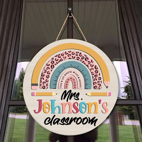 PRICES MAY VARY. LOVE DECORATION: These personalized welcome signs for the classroom front door will be a friendly and hospitable way to show the best welcome to students! Our wooden home sign ensures a charming look and adds an inviting feeling to any door or wall so each student will feel warm and comfortable. This must be a unique and special gift for school teachers. Materials: High-quality plywood, wood thickness measures 1 cm. It is bright and vivid colors, lifelike graphics with high prec Teacher Door Decor, Teacher Door Sign, Teacher Crafts, Life Skills Class, Teacher Door Signs, Welcome Door Sign, Teacher Door Hangers, Teacher Door, Teacher Craft