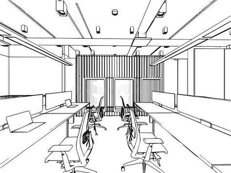 Office Perspective, Office Layout Plan, Drawing Perspective, Visual Lighting, Perspective Sketch, Drawing Interior, Space Drawings, Architecture Presentation Board, Interior Design Sketch